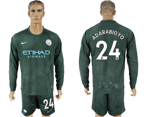 Manchester City #24 Adarabioyo Sec Away Long Sleeves Soccer Club Jersey